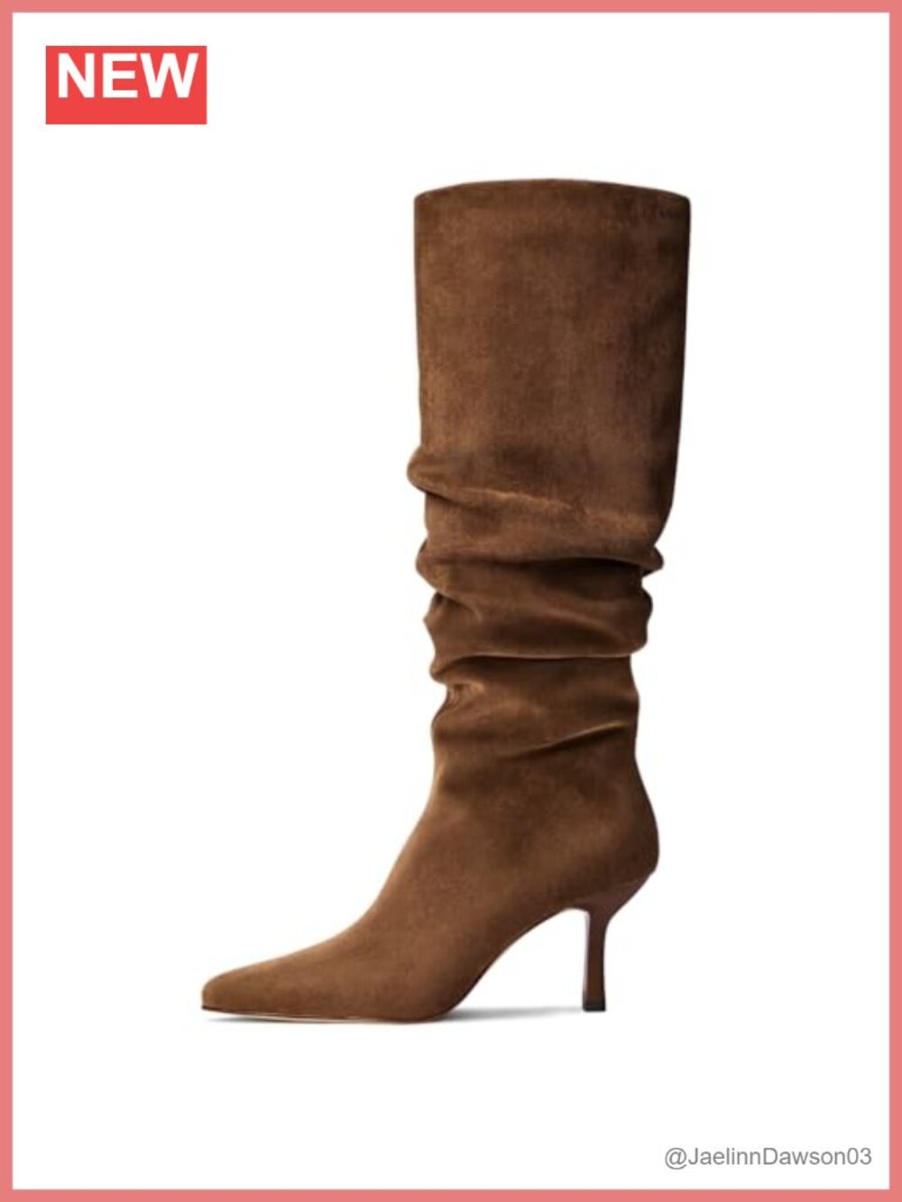 Knee High Suede Ruched Boots Women Pointed Toe Kitten Heel Side Zipper